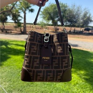 Fendi Dark Brown and Black Monogram Handbag